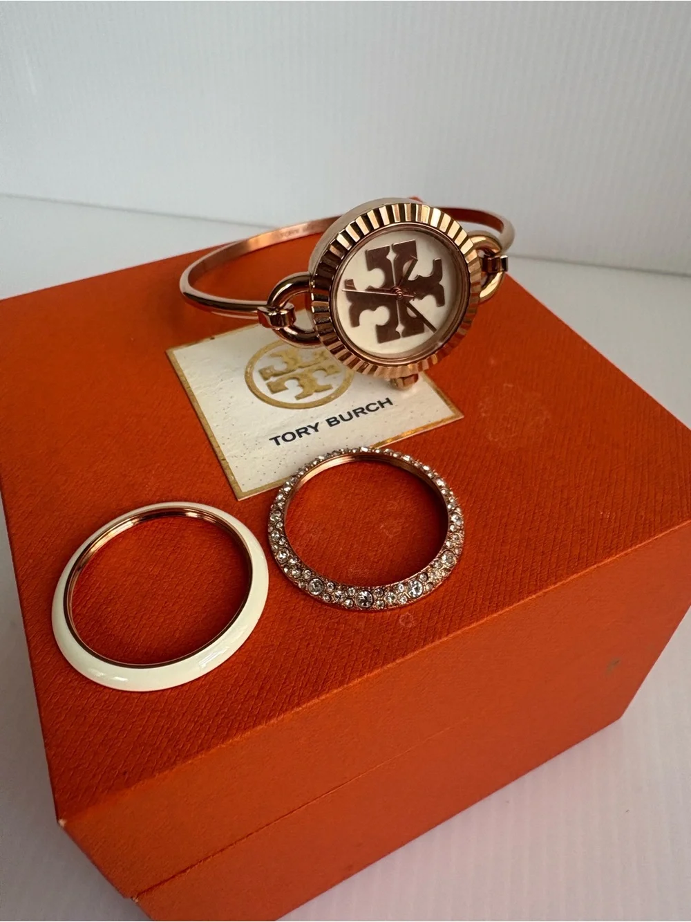 Tory Burch The Miller Rose Gold Stainless Steel Bangle Bracelet Watch TBW6015